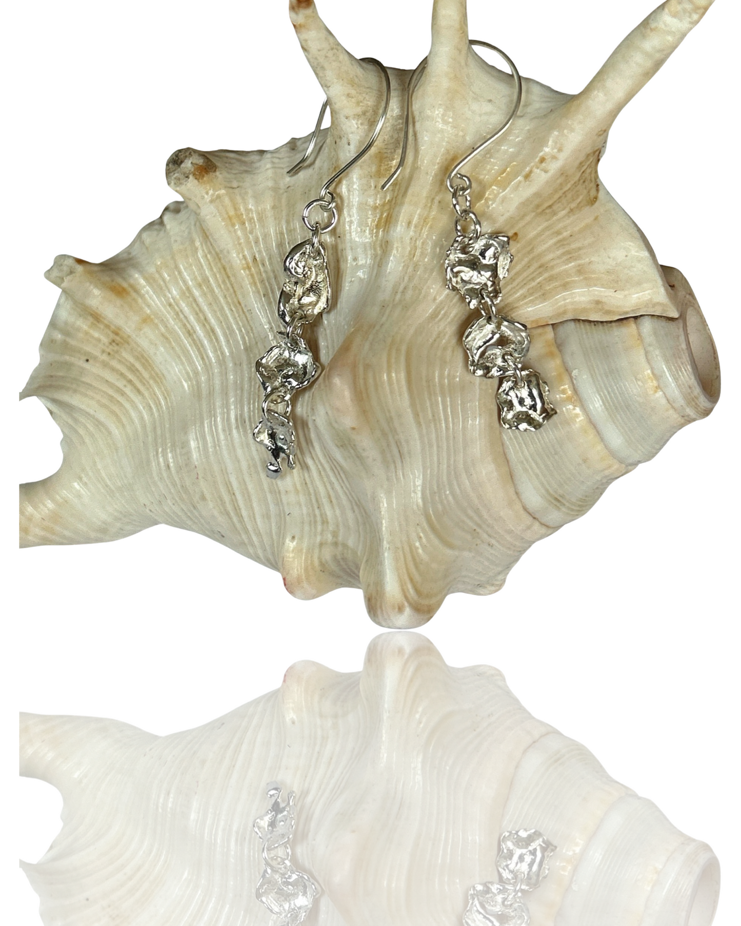 Sterling Silver Nugget Drop Earrings - Silver Lines Jewellery