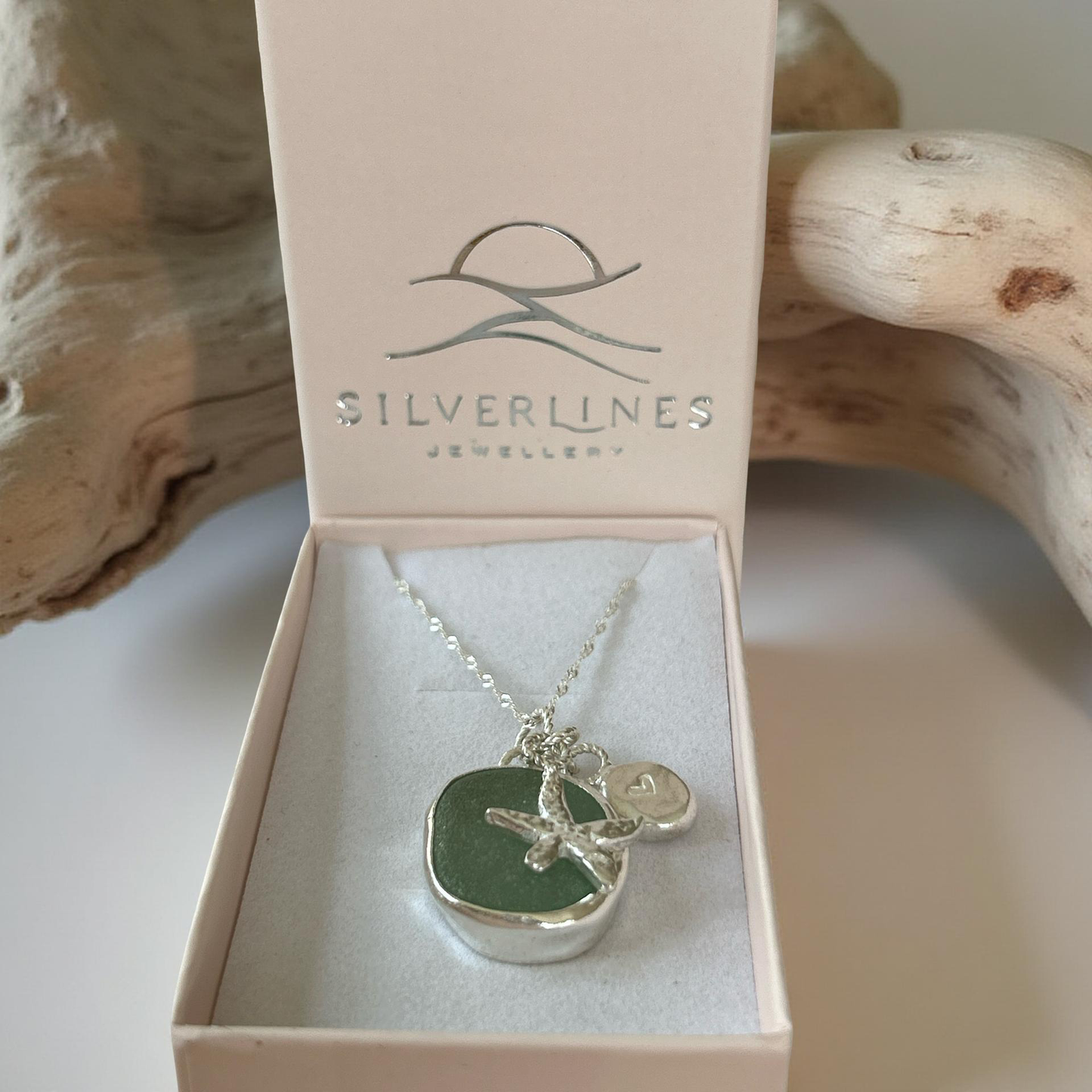 Sea Glass Charm Necklace - Silver Lines Jewellery