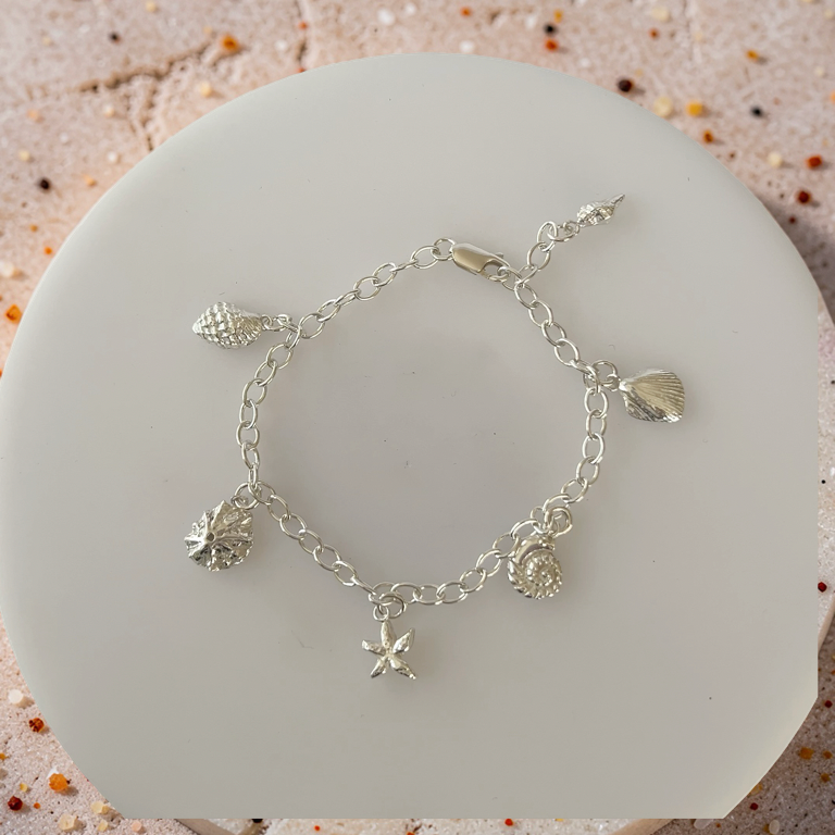 Silver Sea Shell Charm Bracelet - Silver Lines Jewellery