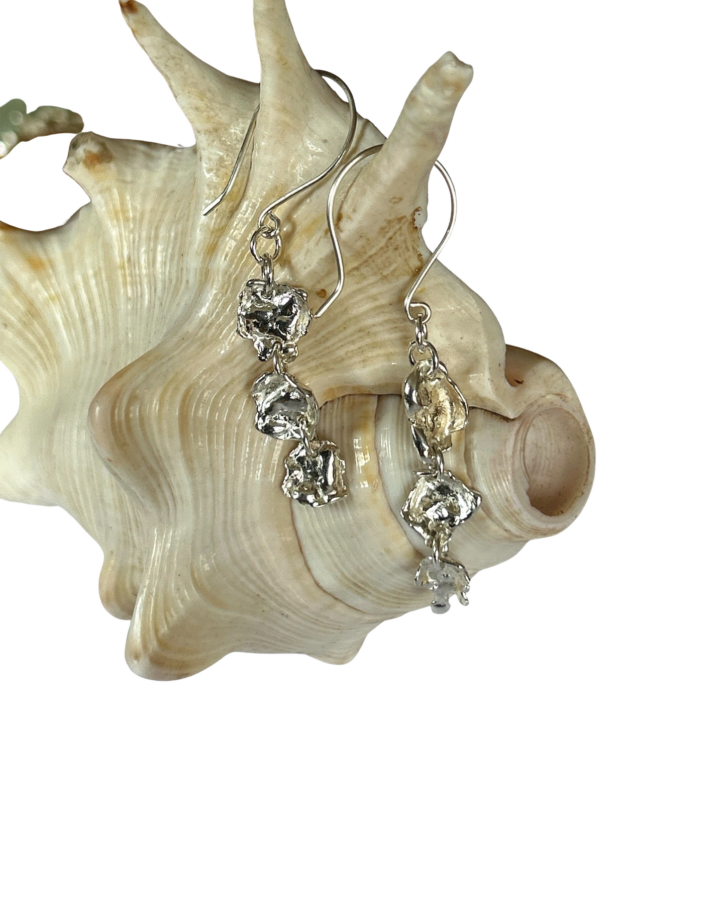 Sterling Silver Nugget Drop Earrings - Silver Lines Jewellery