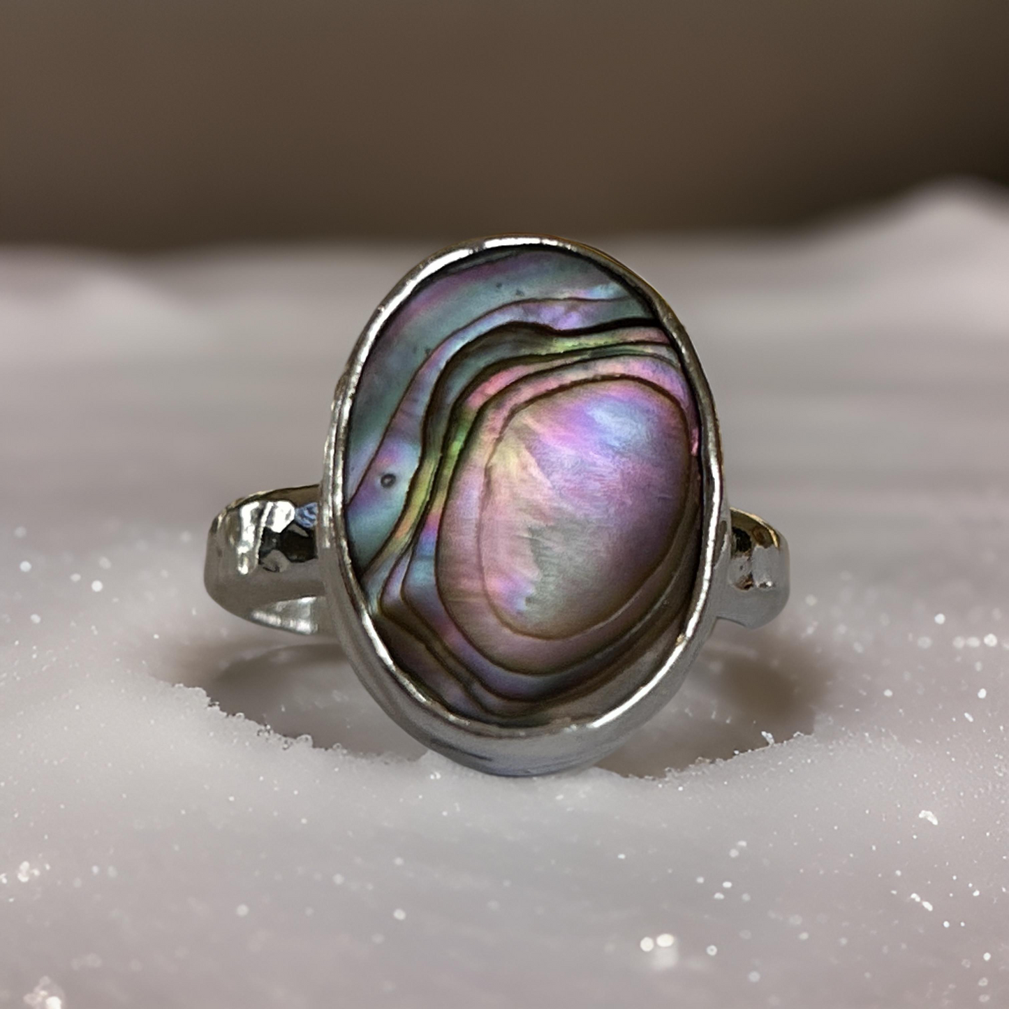 Silver Abalone Paua Shell Ring - Silver Lines Jewellery