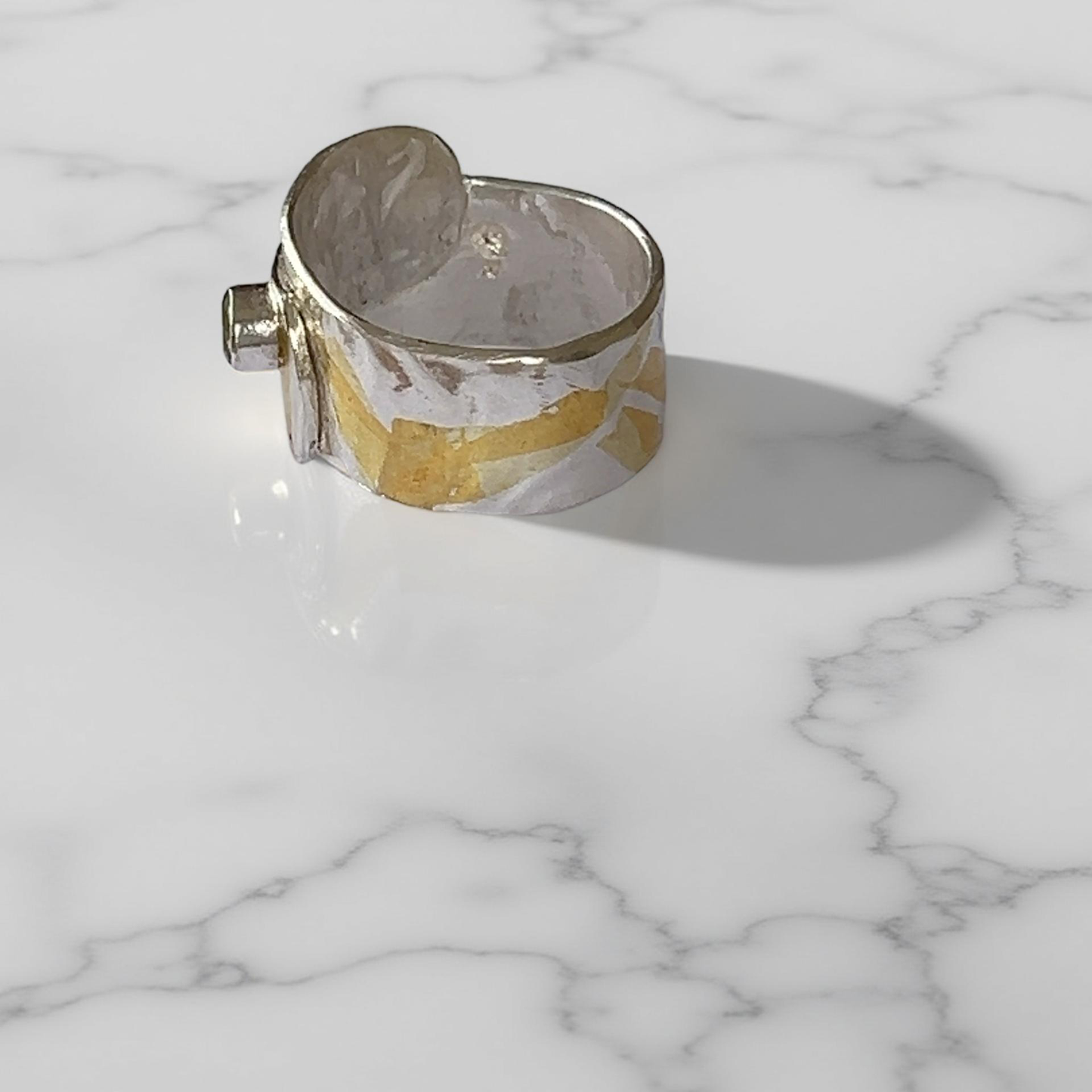 Silver And Gold Wrap Ring With Peridot - Silver Lines Jewellery