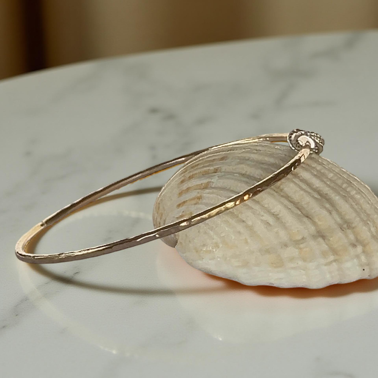 Gold Bangle With Silver Rings - SilverLines Jewellery