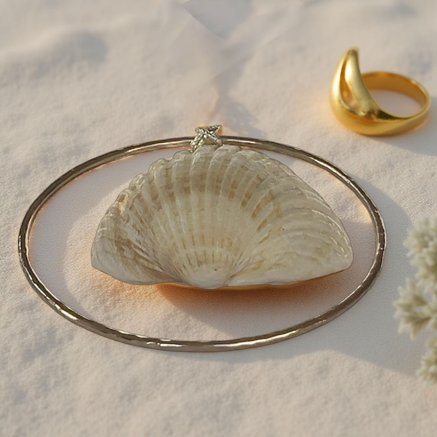 Gold Bangle With Silver Rings - SilverLines Jewellery