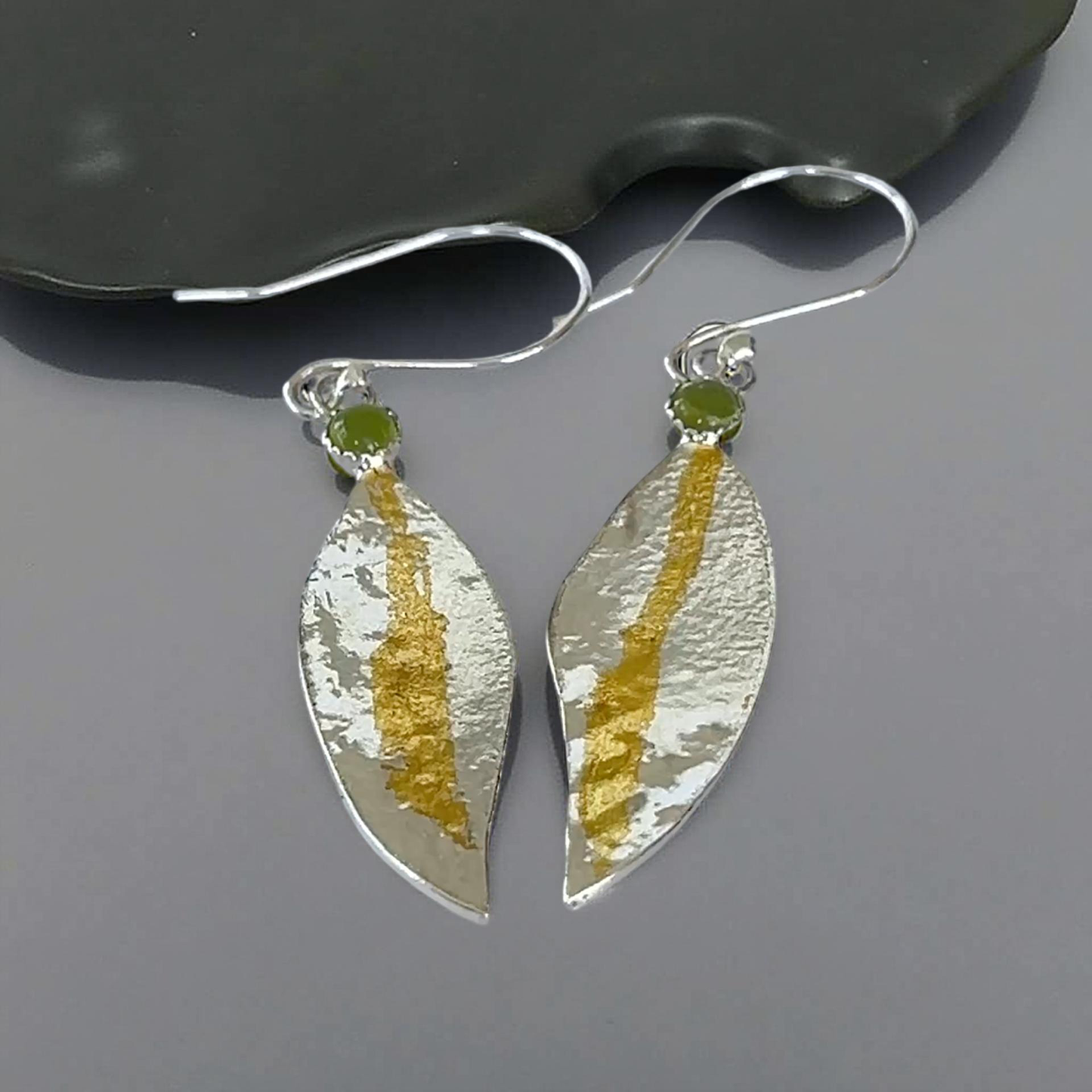 Keum-Boo Silver & Gold Leaf Earrings - Silver Lines Jewellery