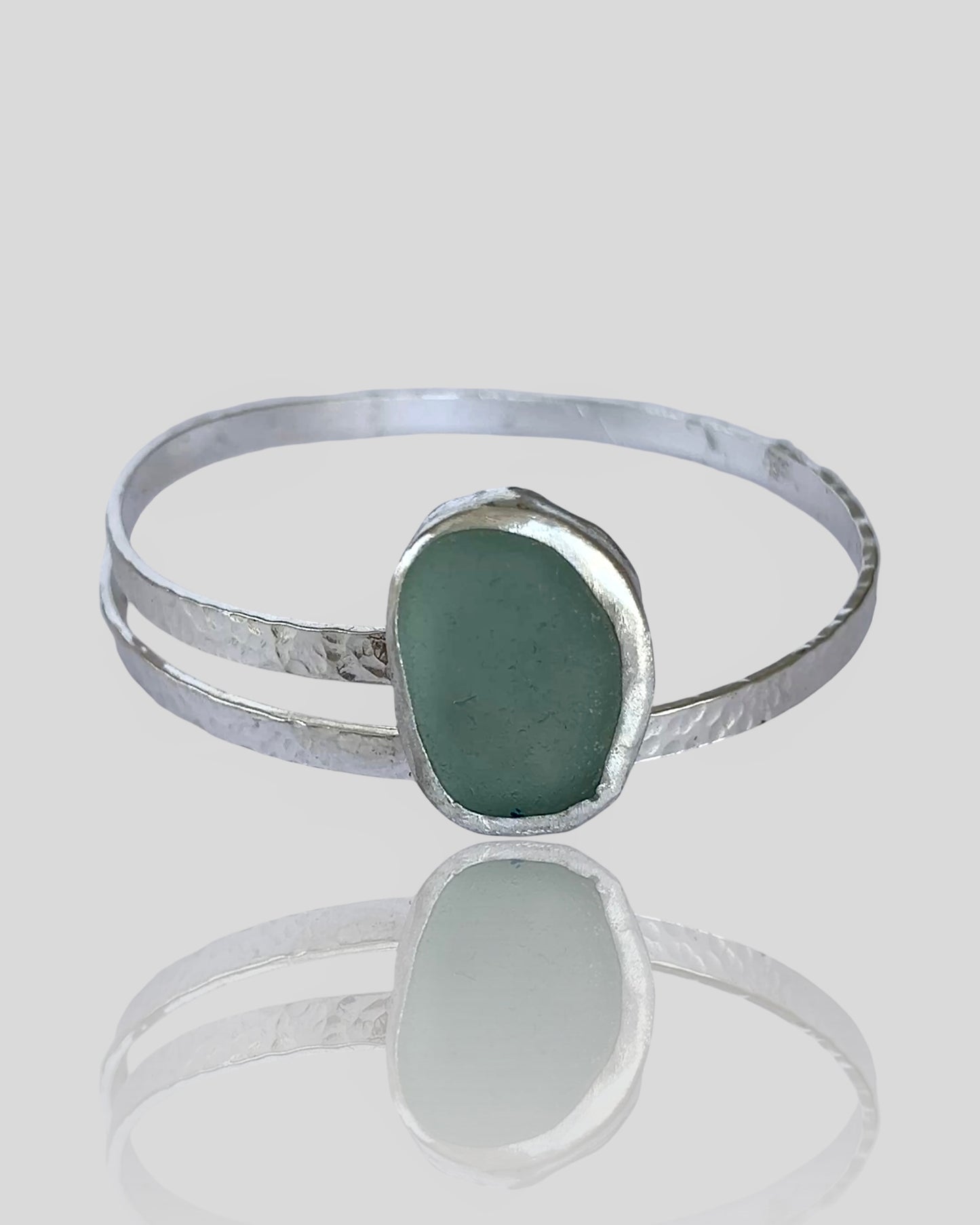 Sterling Silver Wrap Bangle With Sea Glass