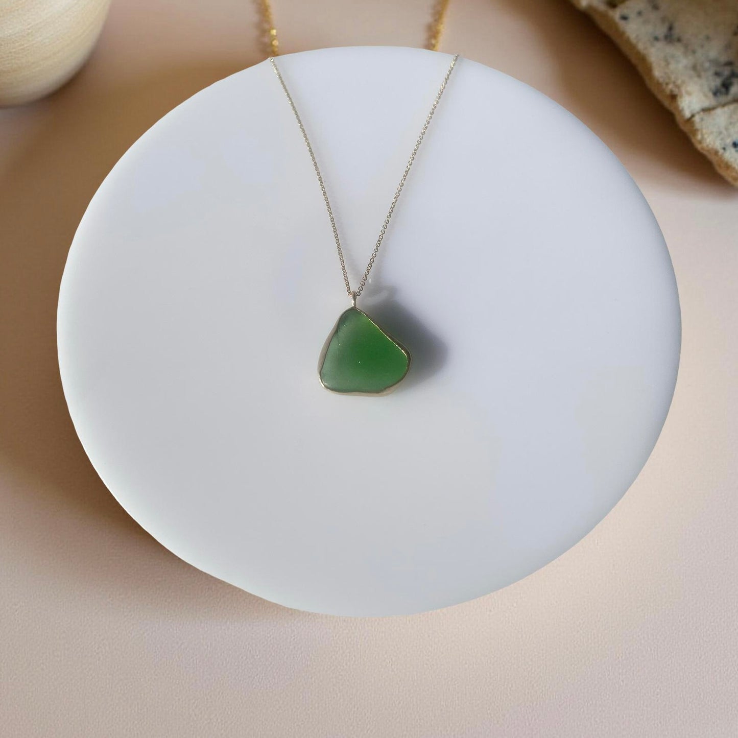 Gold Ocean Sea Glass Necklace