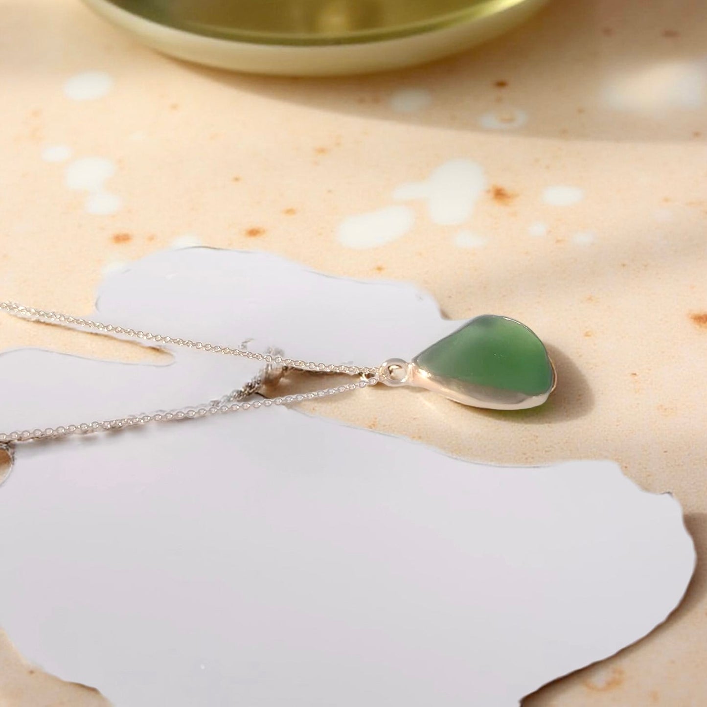 Gold Ocean Sea Glass Necklace