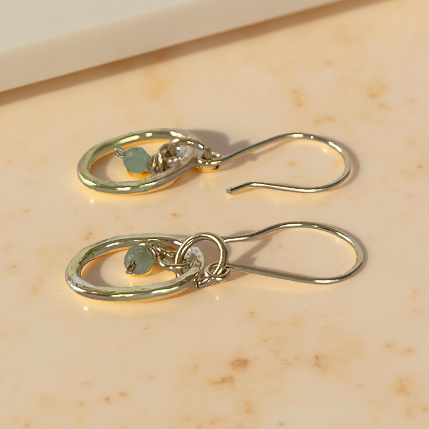 Dainty Gold Jade Earrings - SilverLines Jewellery