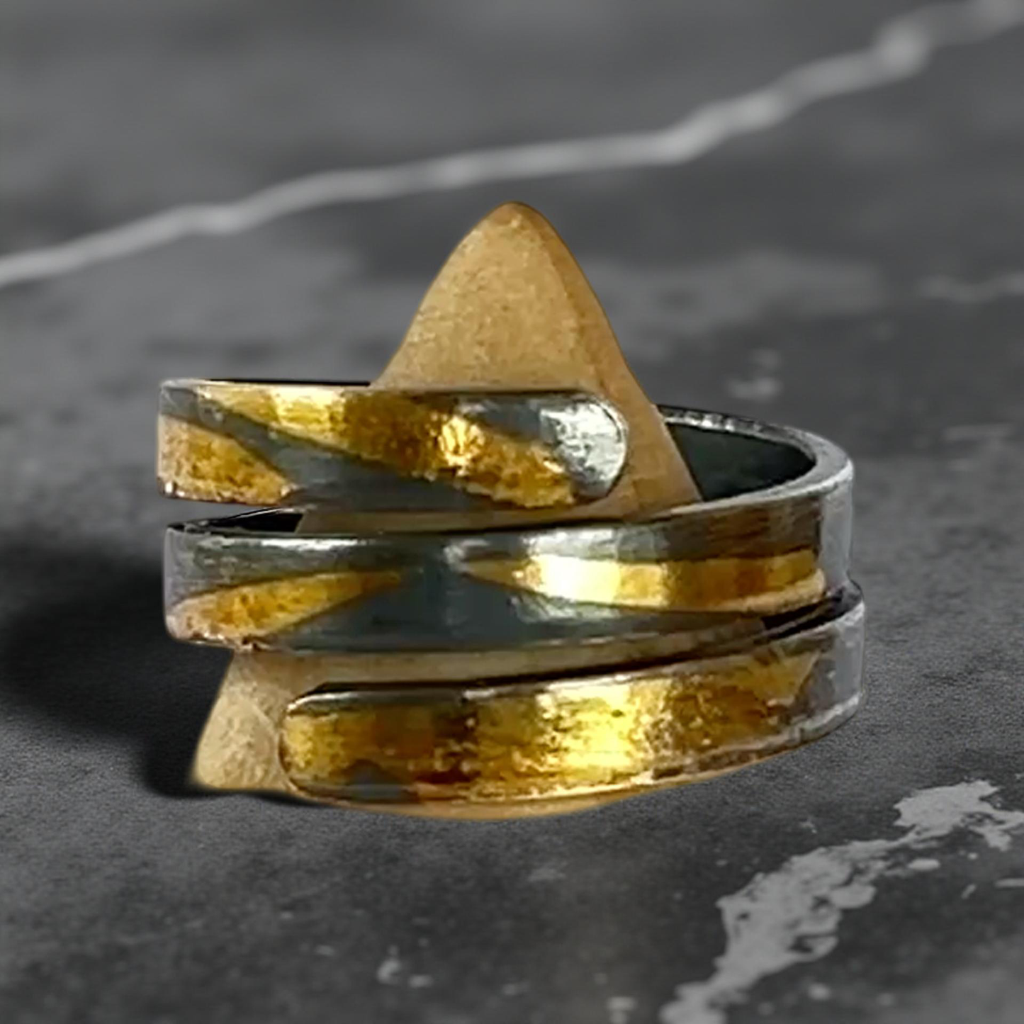 Keum Boo Patina Silver & Gold Wrap Ring
