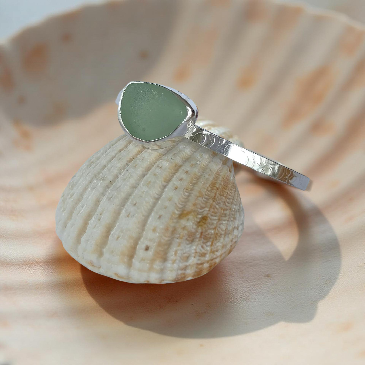 Ocean Sea Glass Cuff - Silver Lines Jewellery