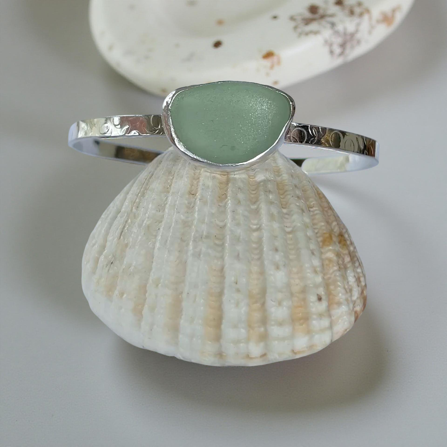 Ocean Sea Glass Cuff - Silver Lines Jewellery