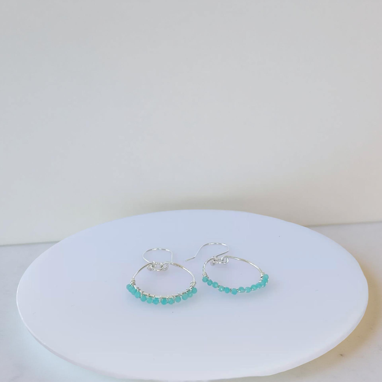 Amazonite Silver Hoop Earrings - Silver Lines Jewellery