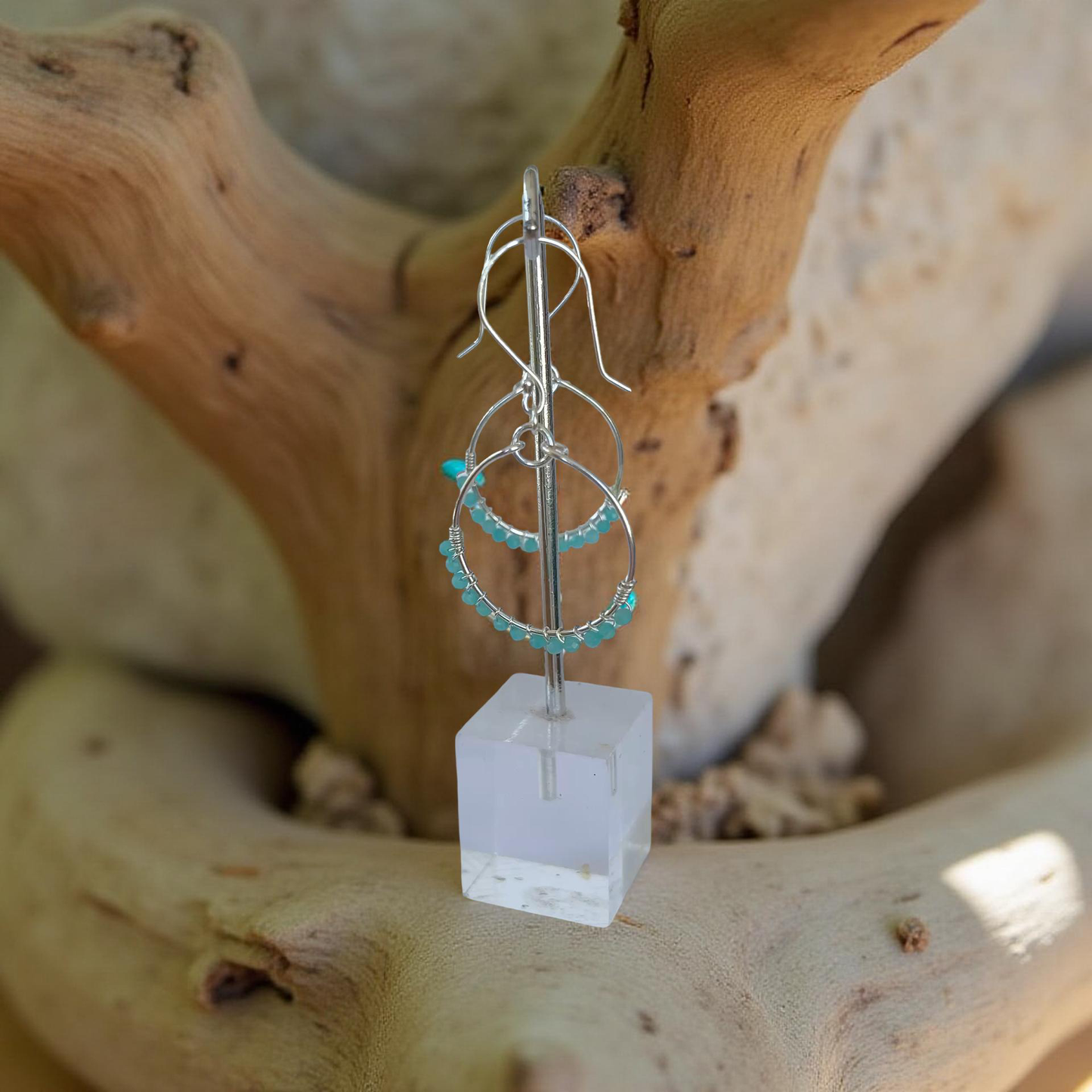 Amazonite Silver Hoop Earrings - Silver Lines Jewellery