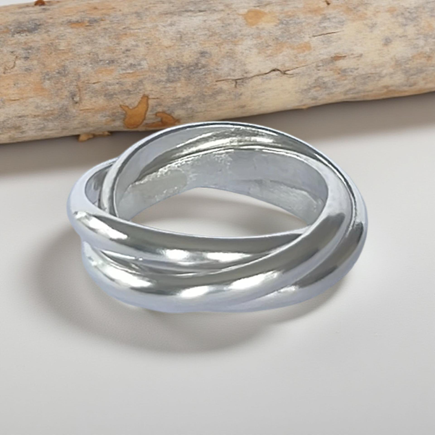 Handmade Sterling Silver Russian Ring – 3 Interlinking Bands