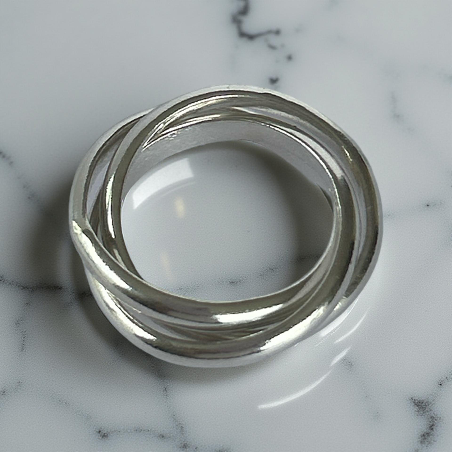 Handmade Sterling Silver Russian Ring – 3 Interlinking Bands