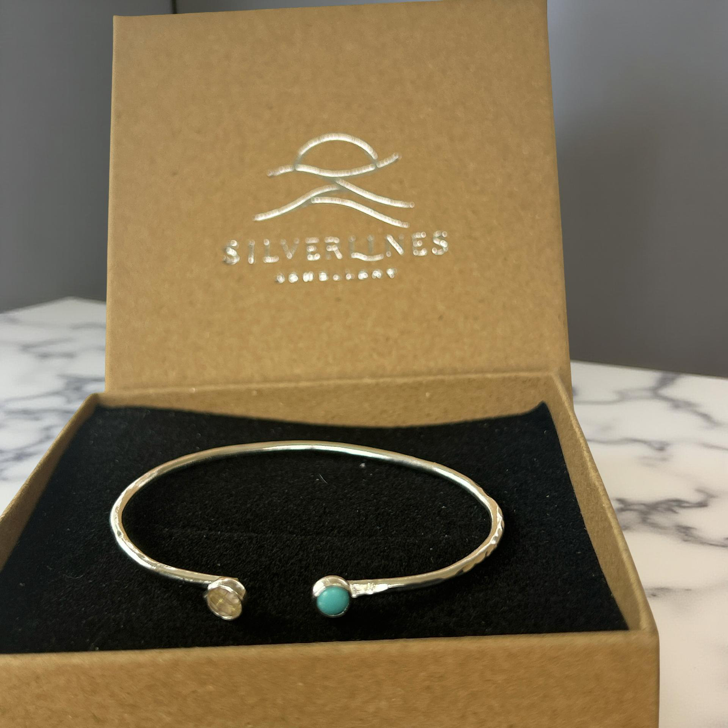 Sterling Silver Cuff with Gemstones