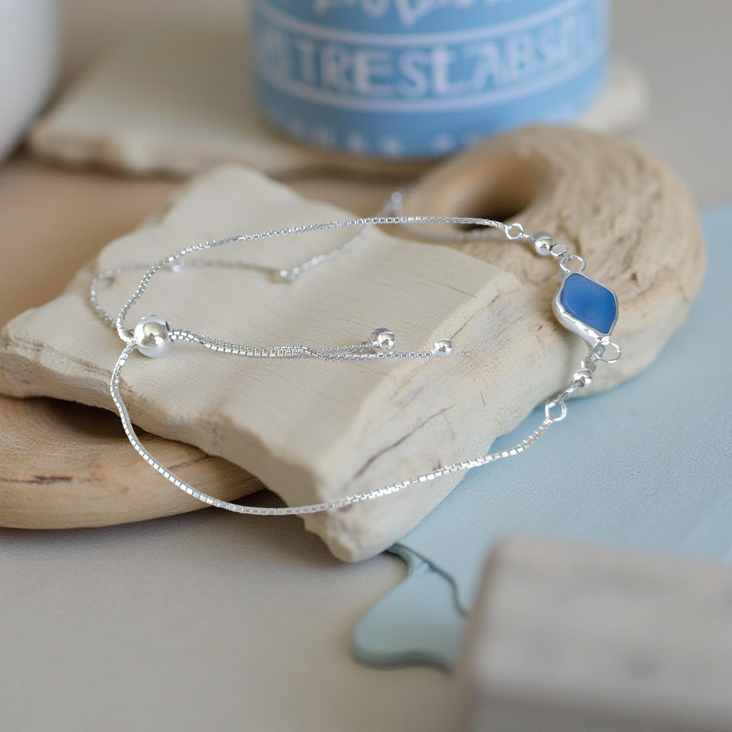 Coastal Sea Glass Adjustable Bracelet - Silver Lines Jewellery