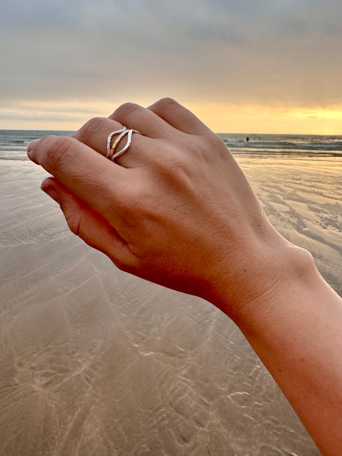 Silver And Gold Wave Ring