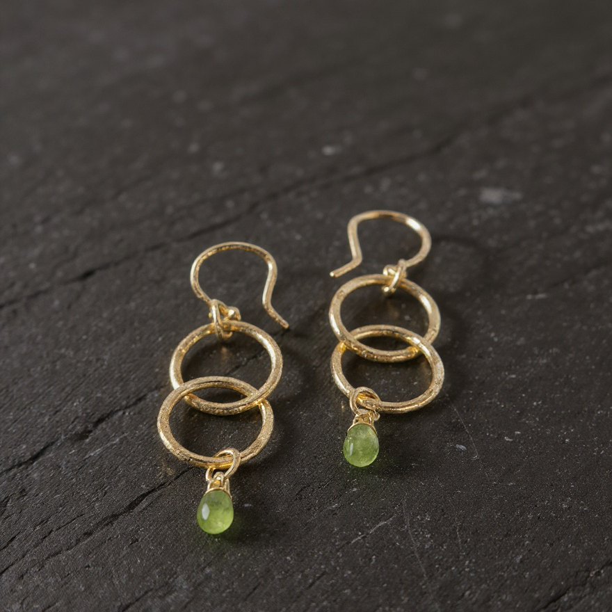 Peridot Harmony Hoops - Silver Lines Jewellery