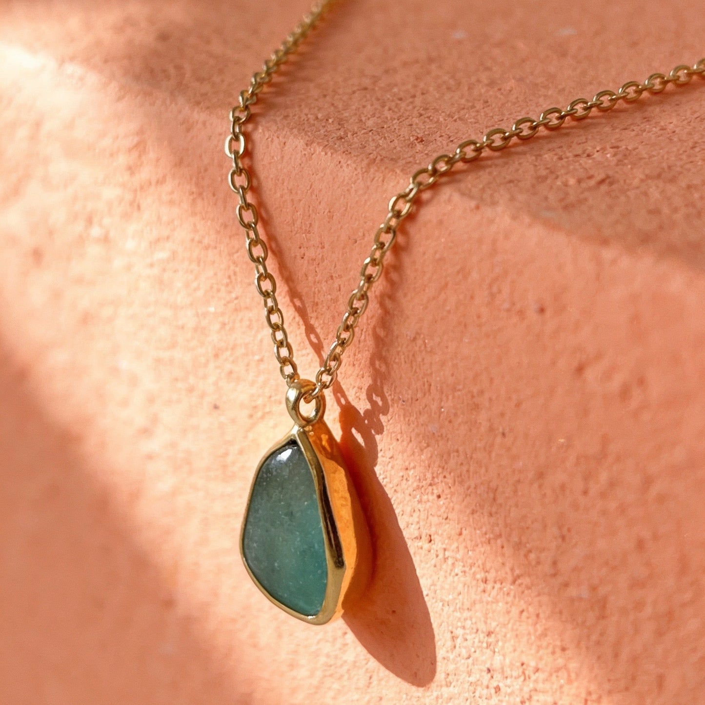 Gold Ocean Sea Glass Necklace