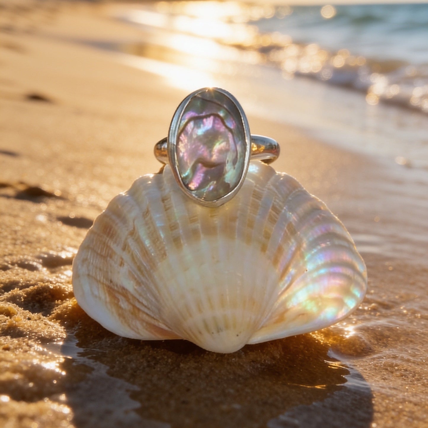 Silver Paua Shell Ring - Silver Lines Jewellery
