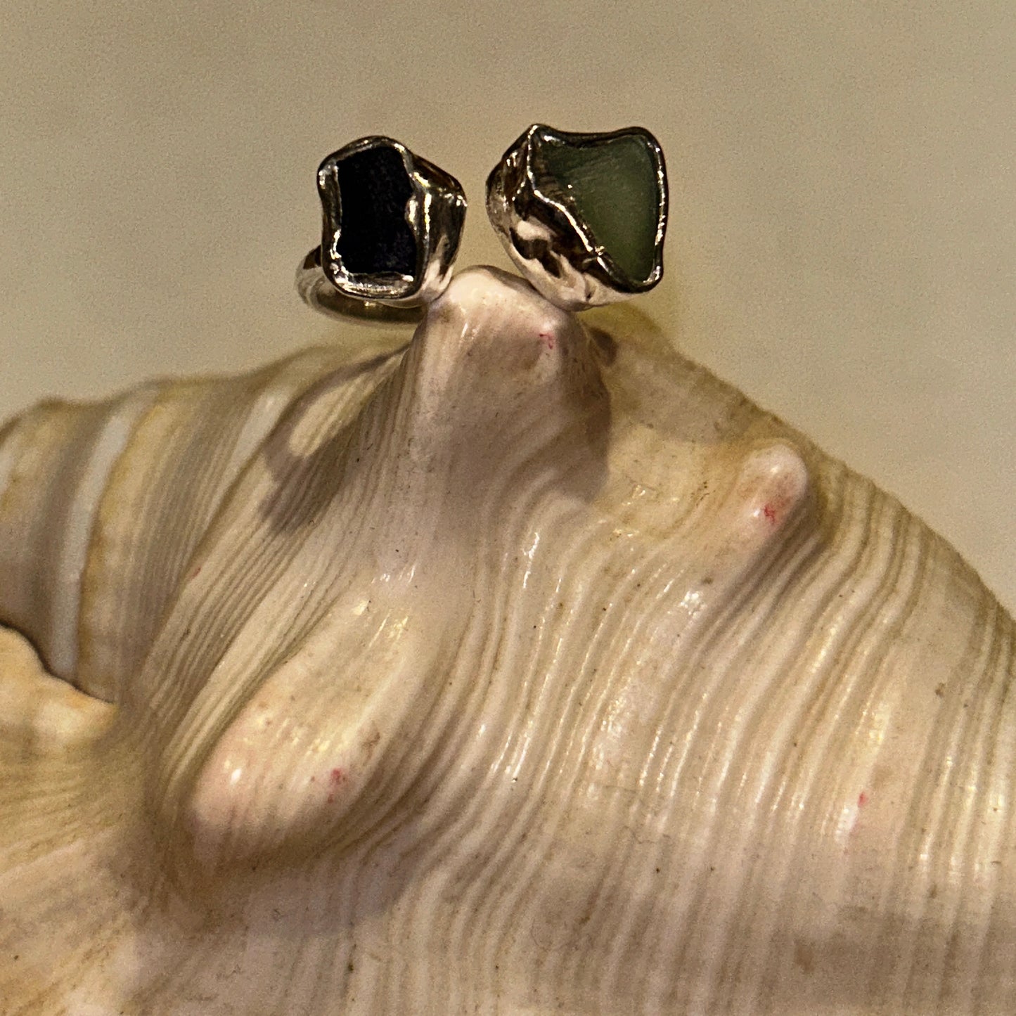 Sea Glass Open Ring - Silver Lines Jewellery