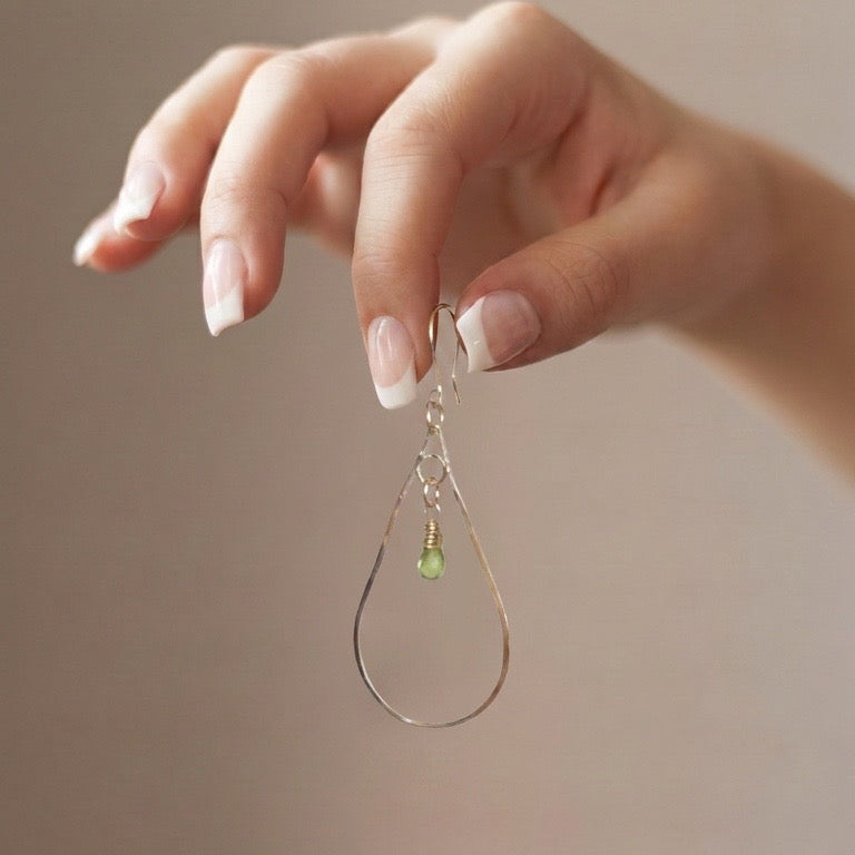 Golden Tide Peridot Teardrop Earrings - SilverLines Jewellery