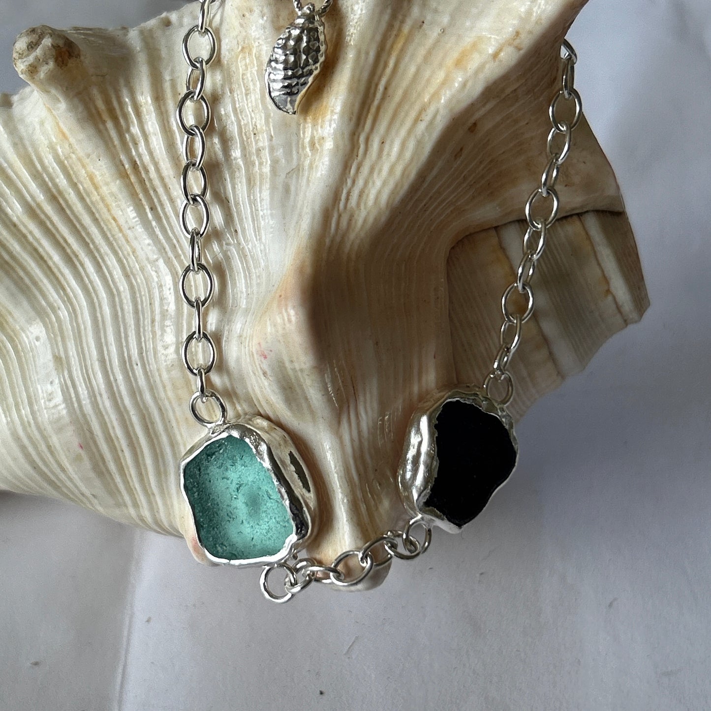 Duo Ocean Sea Glass Bracelet - Silver Lines Jewellery