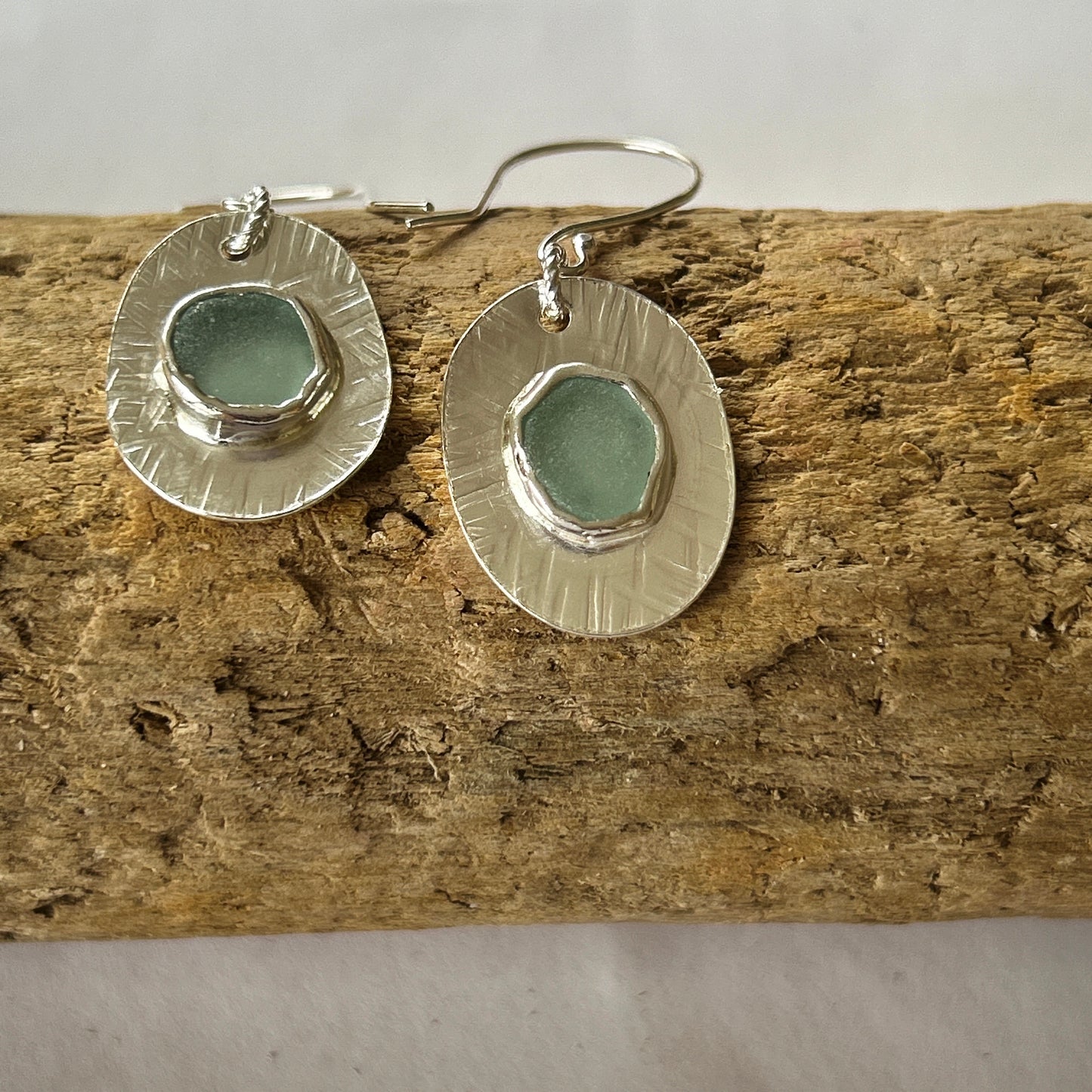 Ocean Sea Glass with Charm Earrings - Silver Lines Jewellery