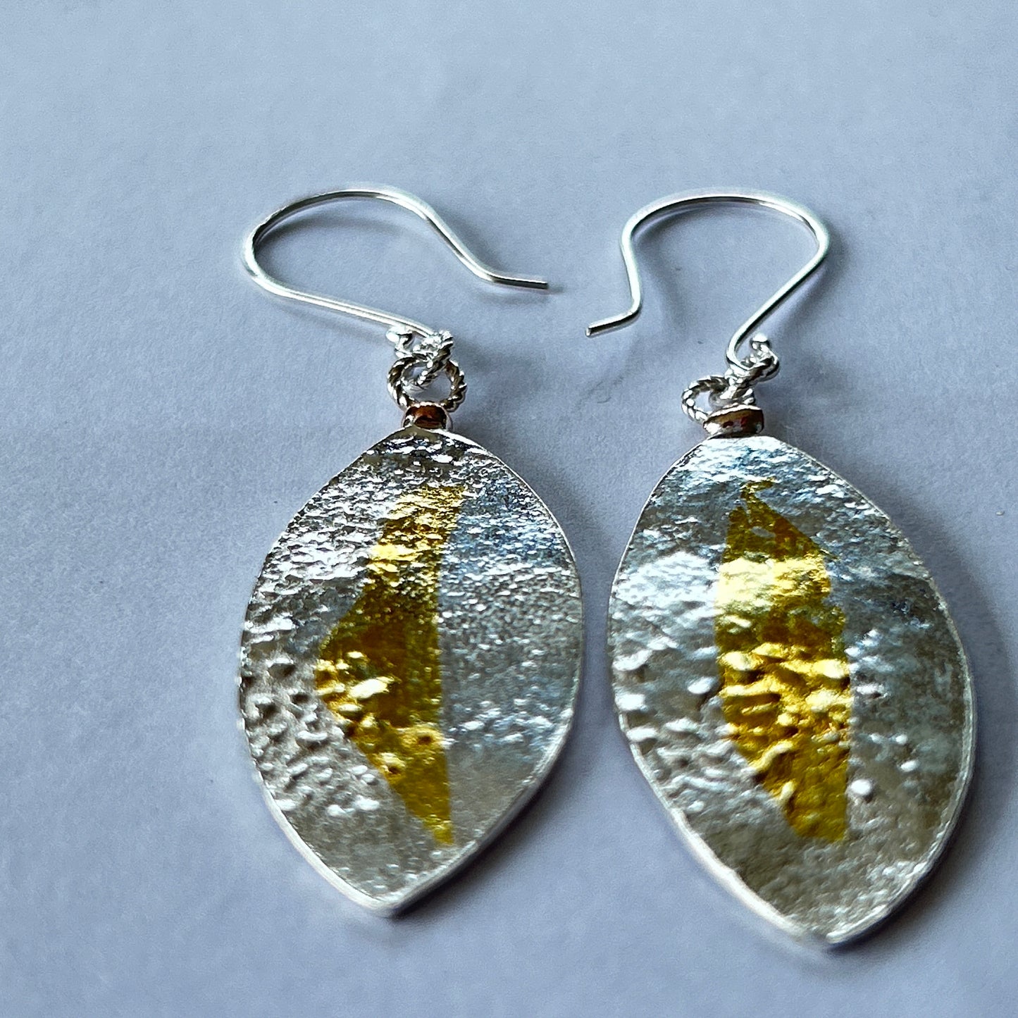 Silver With Gold Leaf Earrings - Silver Lines Jewellery