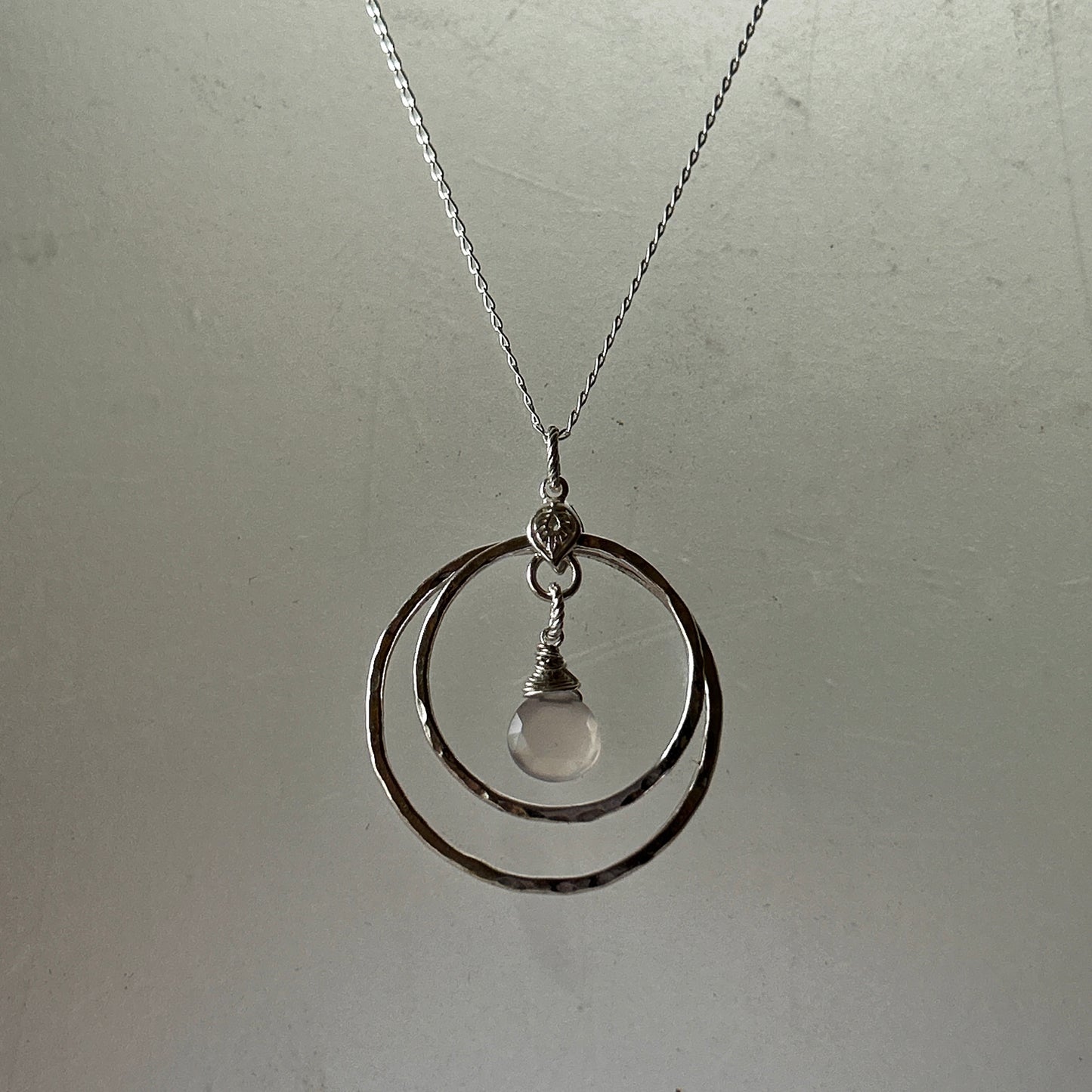 Pink Quartz Hoop Necklace - Silver Lines Jewellery