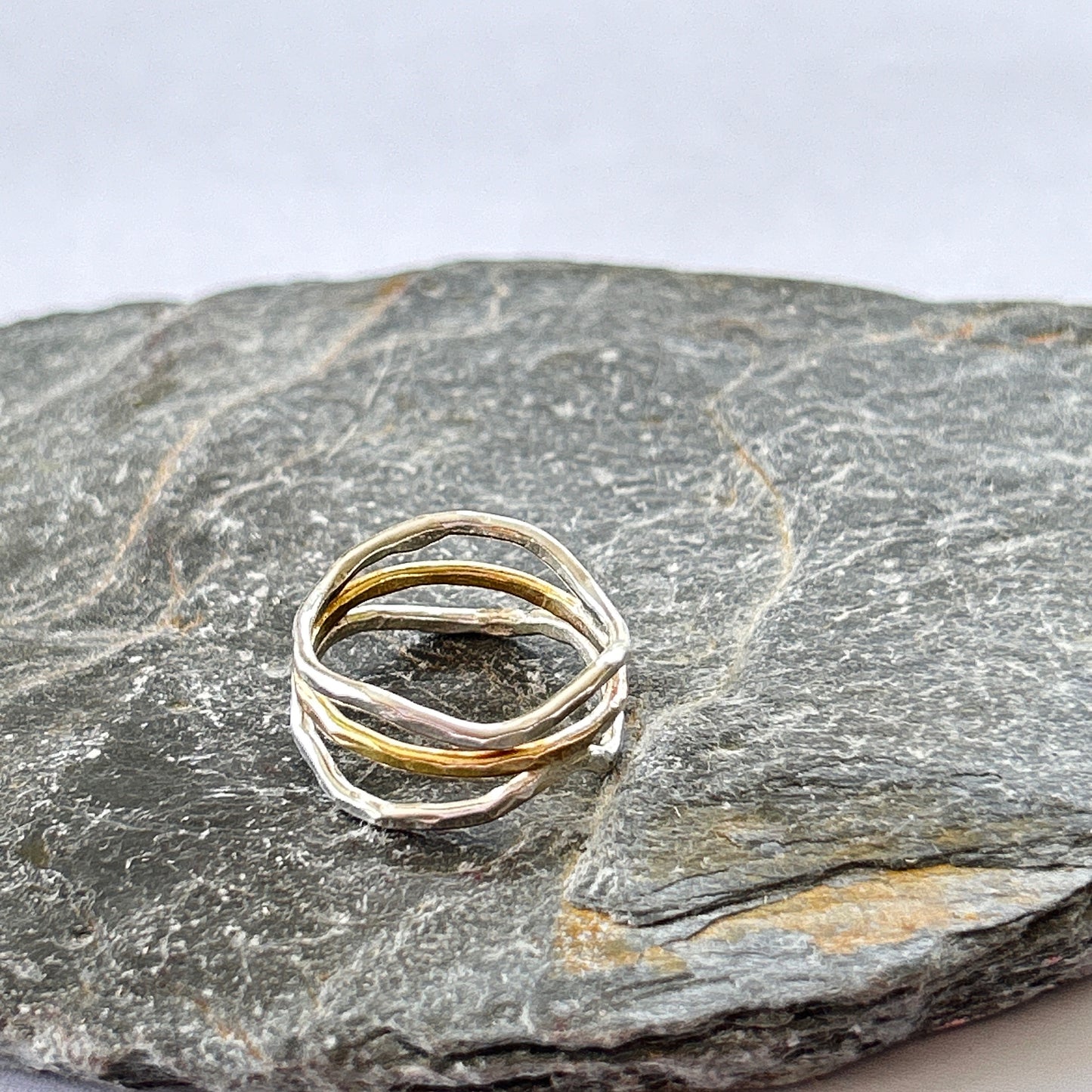 Silver And Gold Wave Ring - Silver Lines Jewellery