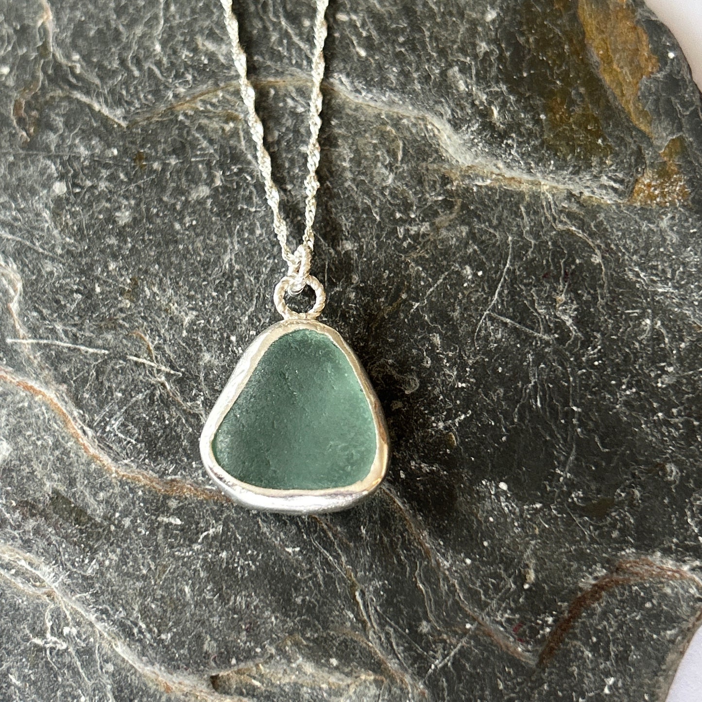 Ocean Sea Glass Necklace Sea Foam - SilverLines Jewellery