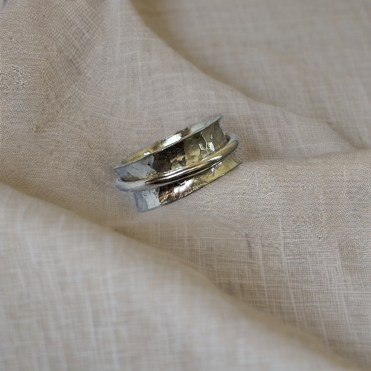 Silver With Silver Spinner Ring - Silver Lines Jewellery