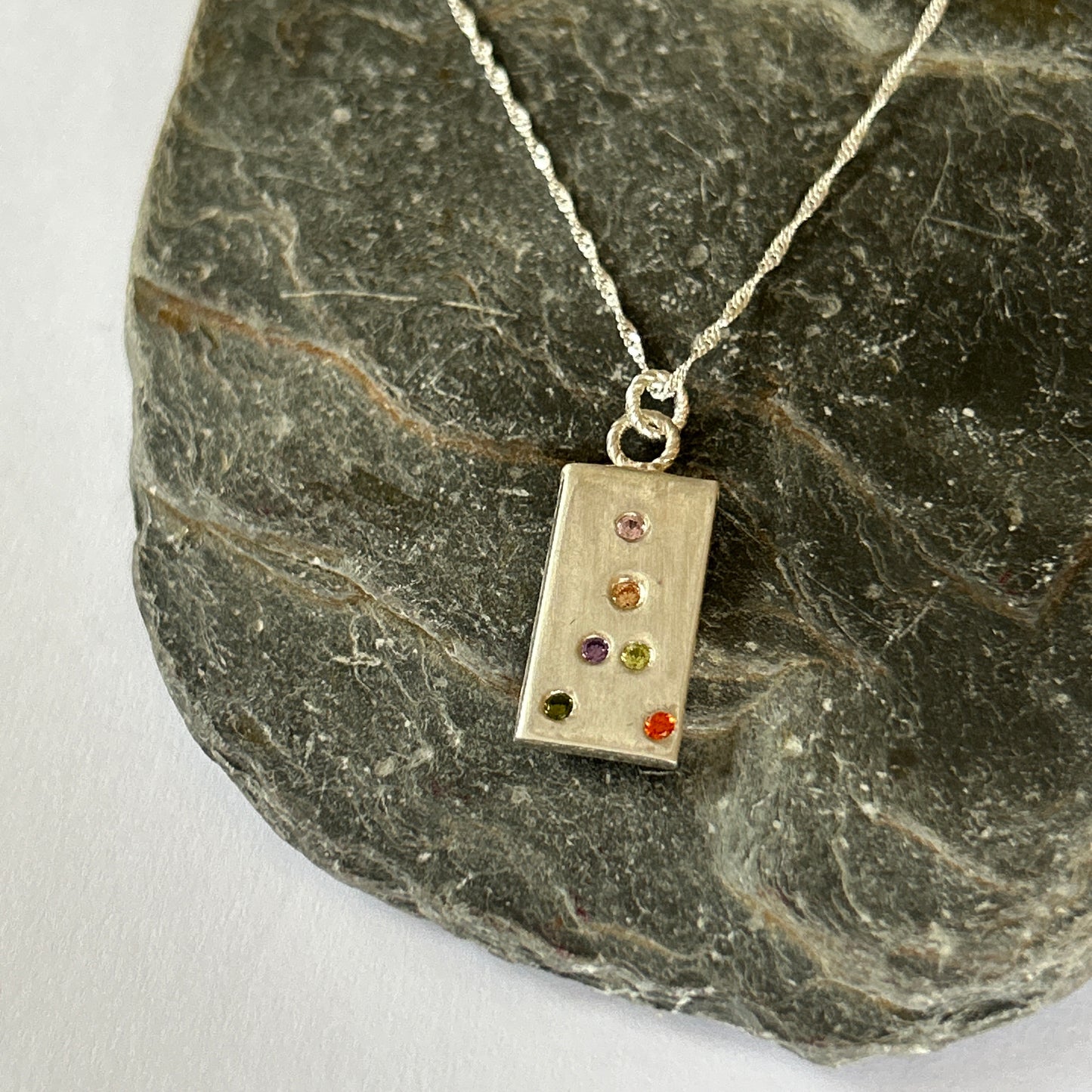 Colourful Silver Cubic Zirconia Necklace - Silver Lines Jewellery