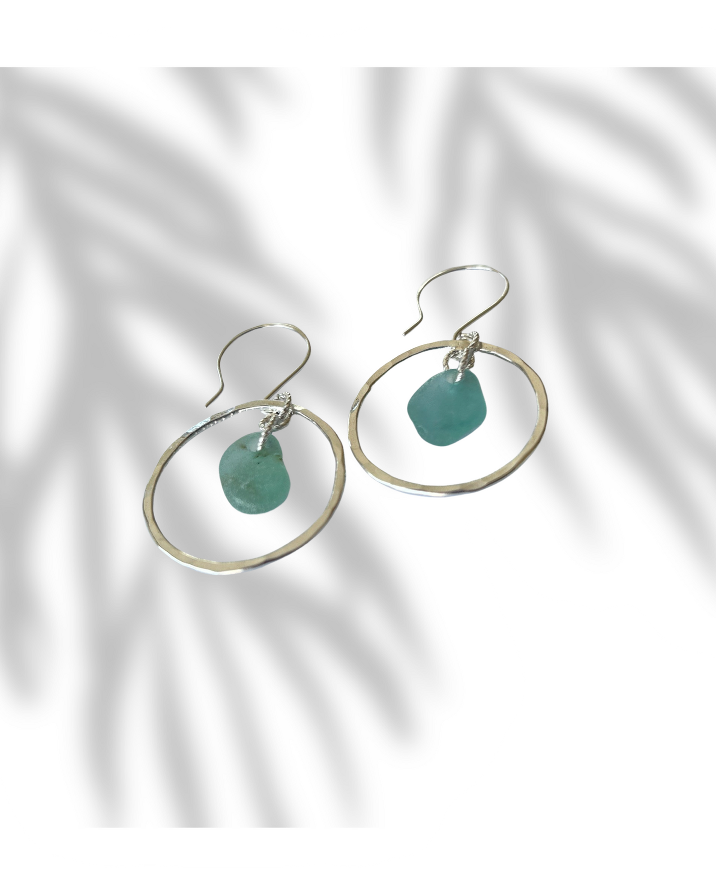 Ocean Sea Glass Hoop Earrings - Silver Lines Jewellery