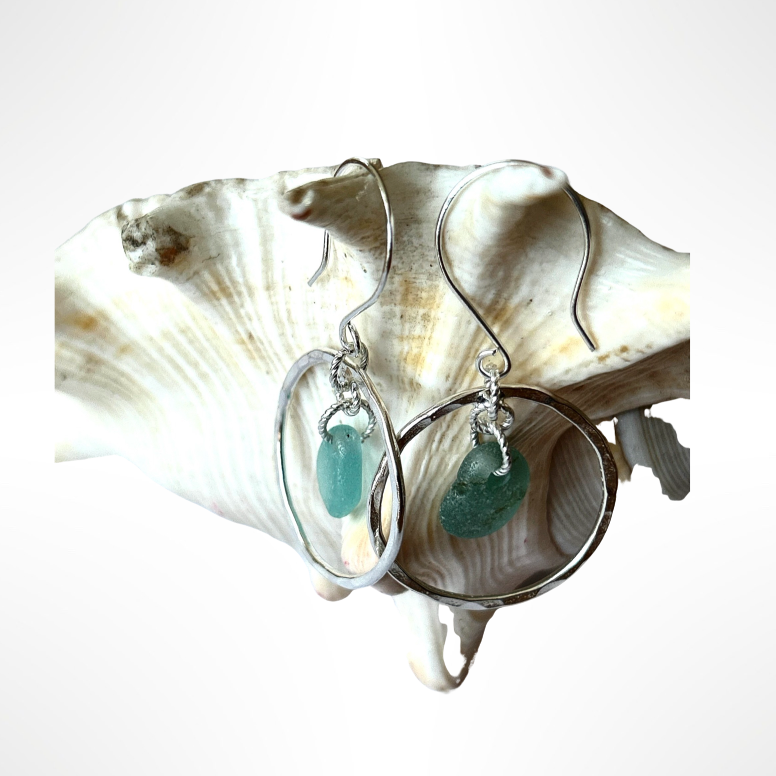Ocean Sea Glass Hoop Earrings - Silver Lines Jewellery