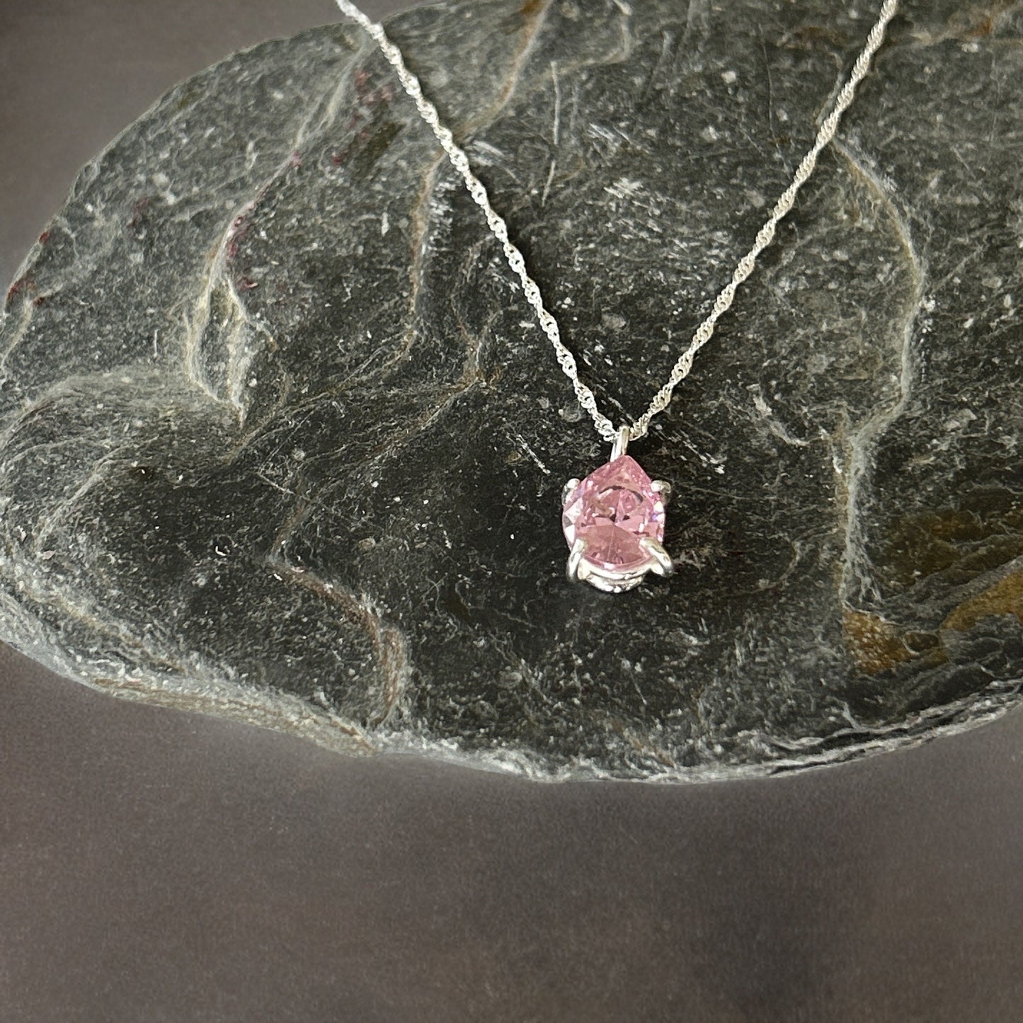 Pink Cubic Zirconia Necklace - Silver Lines Jewellery