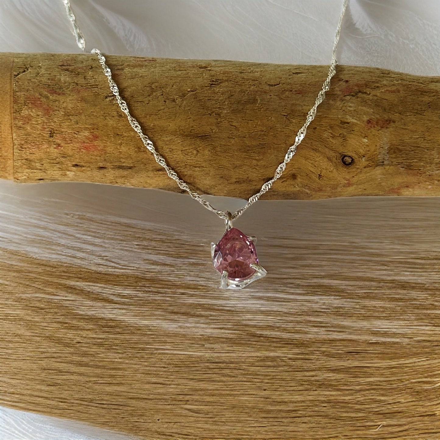 Pink Cubic Zirconia Necklace - Silver Lines Jewellery