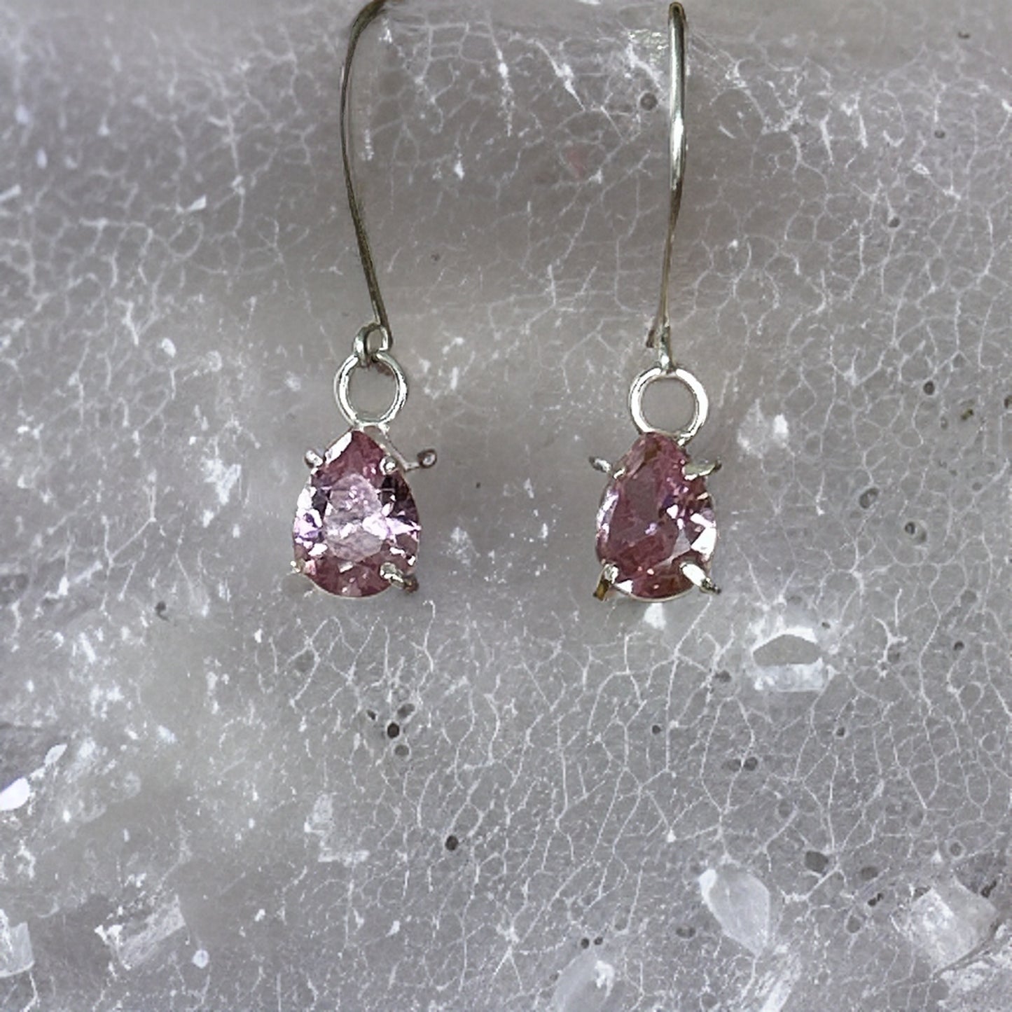 Pink Cubic Zirconia Faceted Earrings - Silver Lines Jewellery