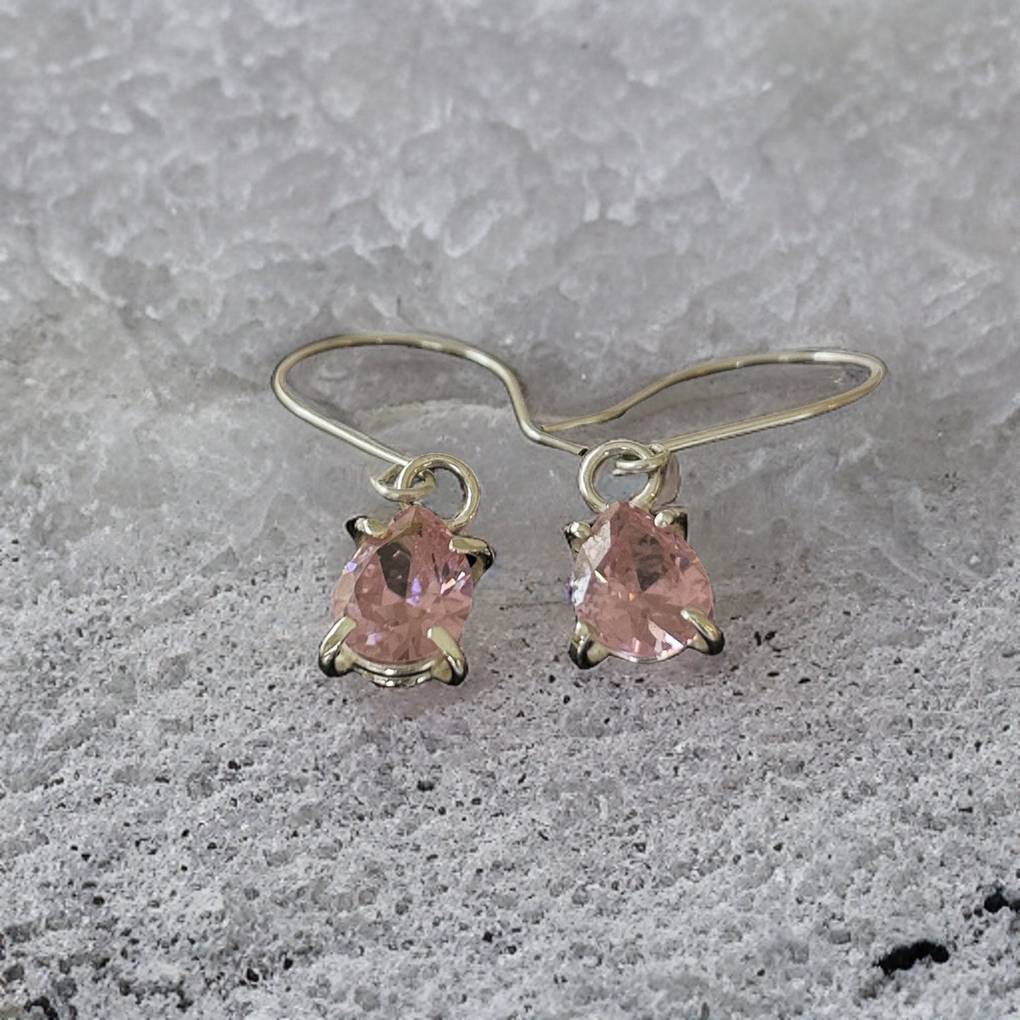 Pink Cubic Zirconia Faceted Earrings - Silver Lines Jewellery