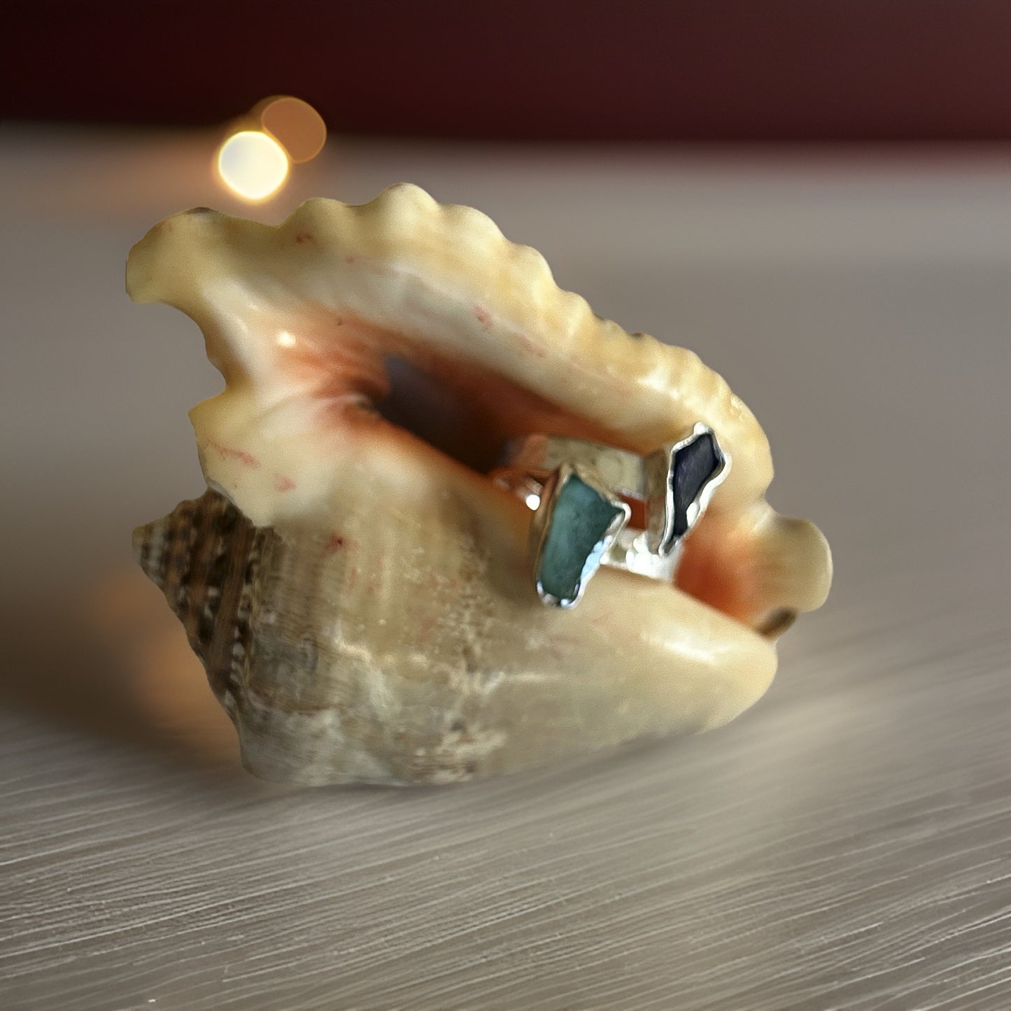 Sea Glass Wrap Ring - Silver Lines Jewellery