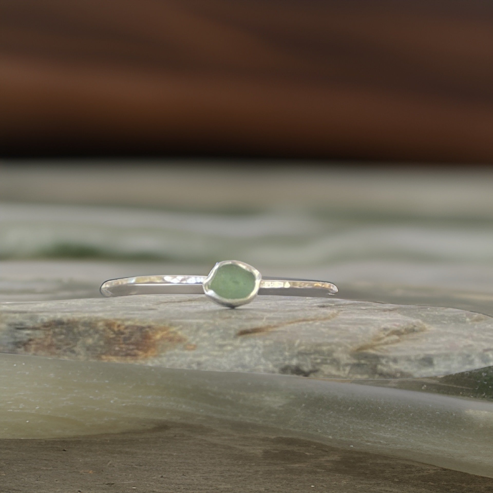 Silver Sea Glass Bangle - Silver Lines Jewellery