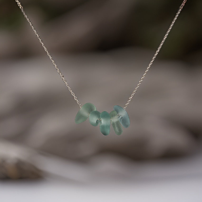 Sea Glass Droplet Necklace - Silver Lines Jewellery