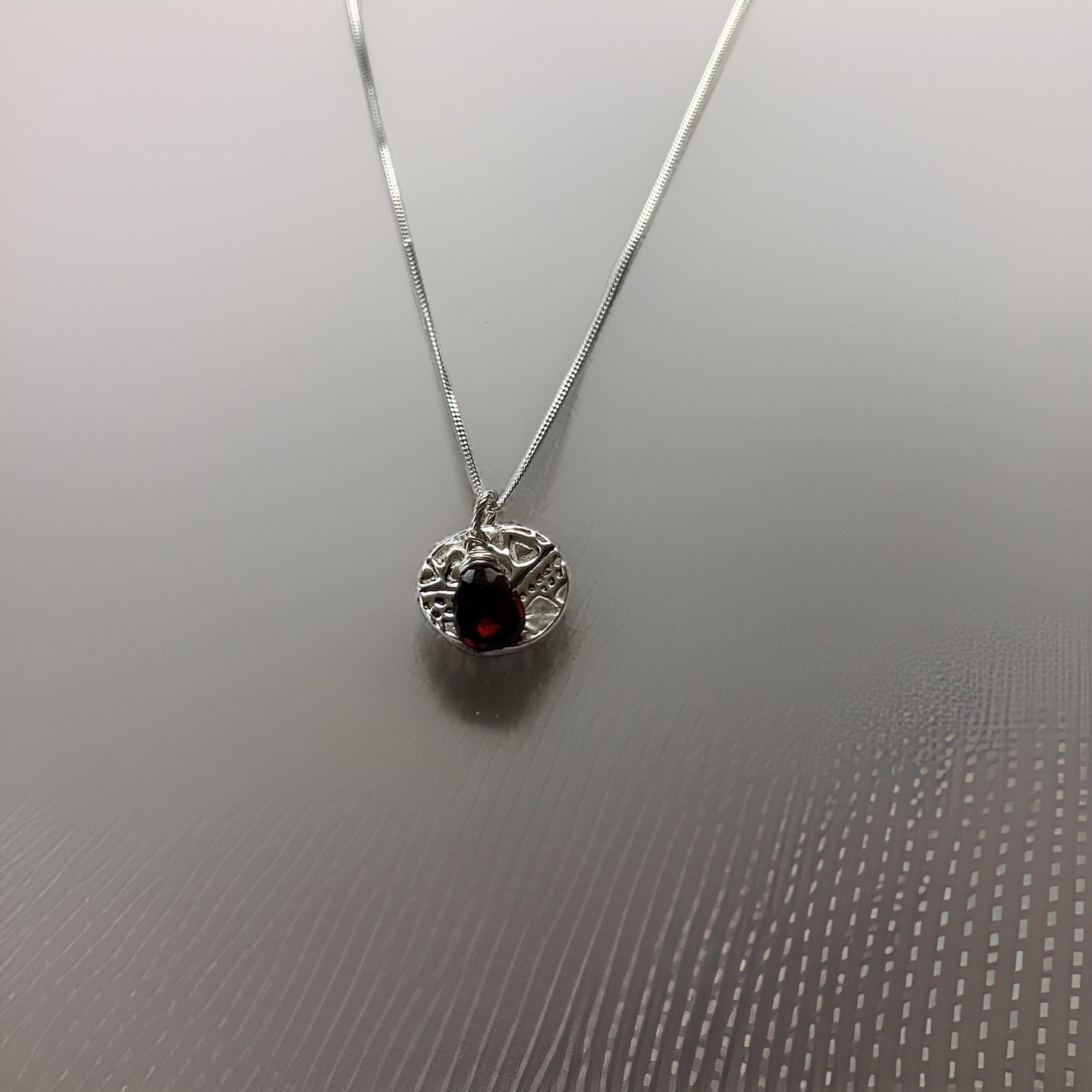 Garnet Birthstone Necklace - Silver Lines Jewellery