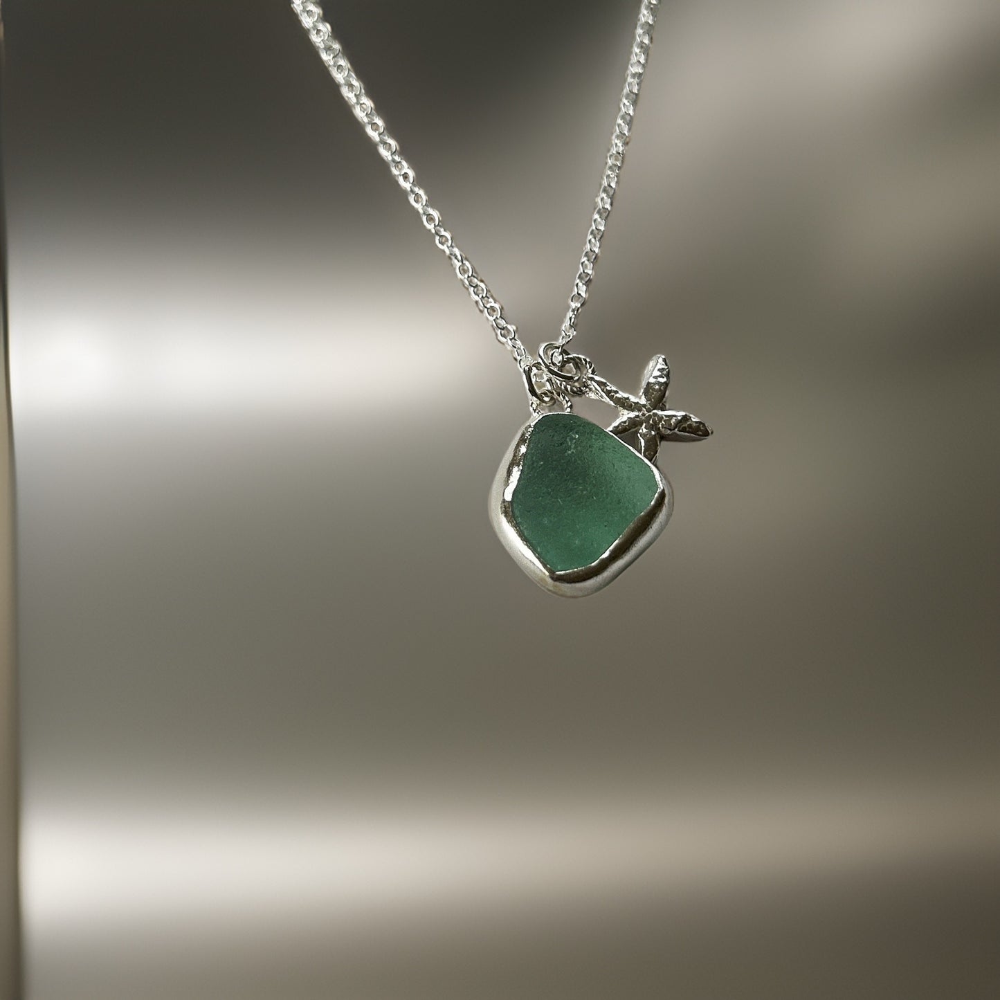 Ocean Sea Foam Sea Glass Necklace - Silver Lines Jewellery