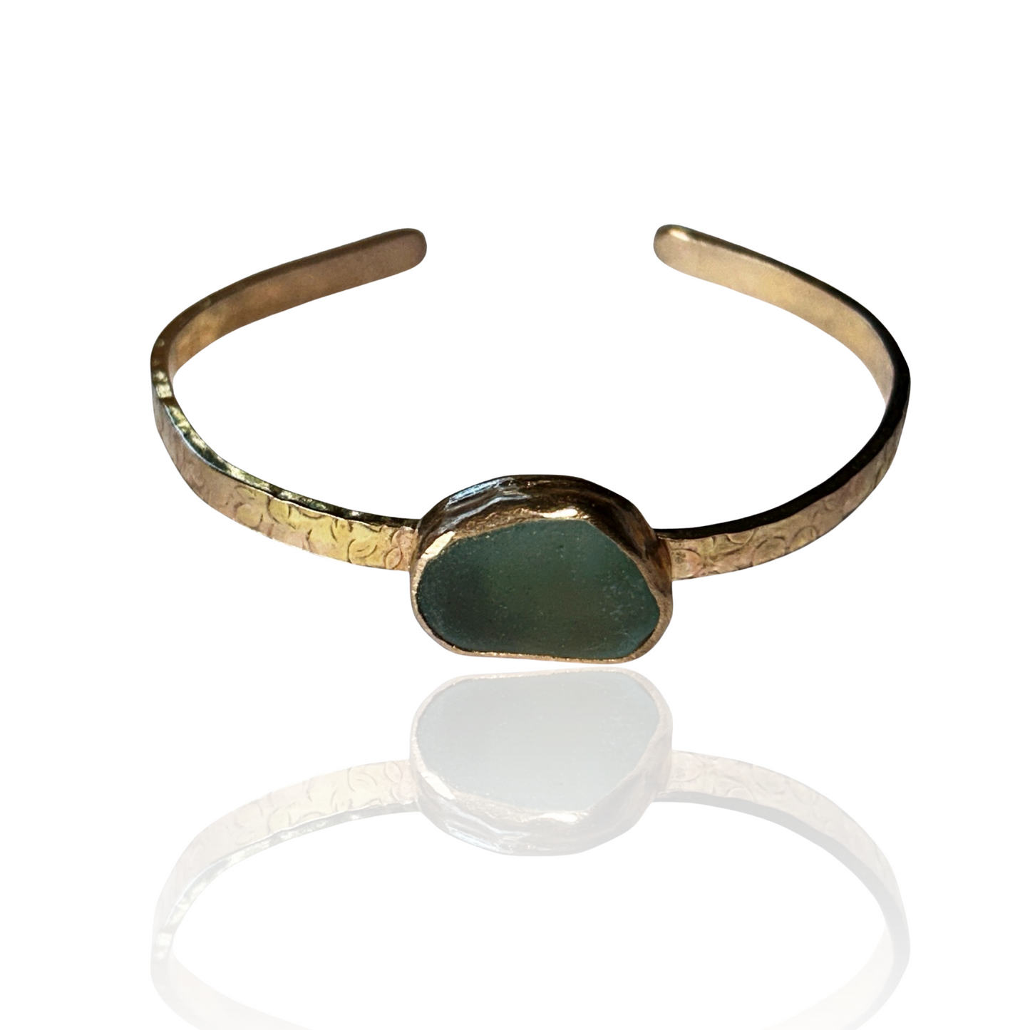 Gold Sea Glass Cuff - Silver Lines Jewellery