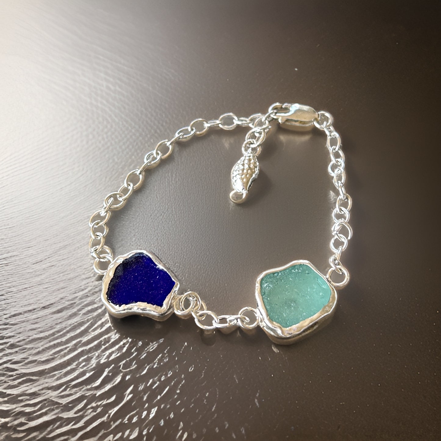 Duo Ocean Sea Glass Bracelet - Silver Lines Jewellery