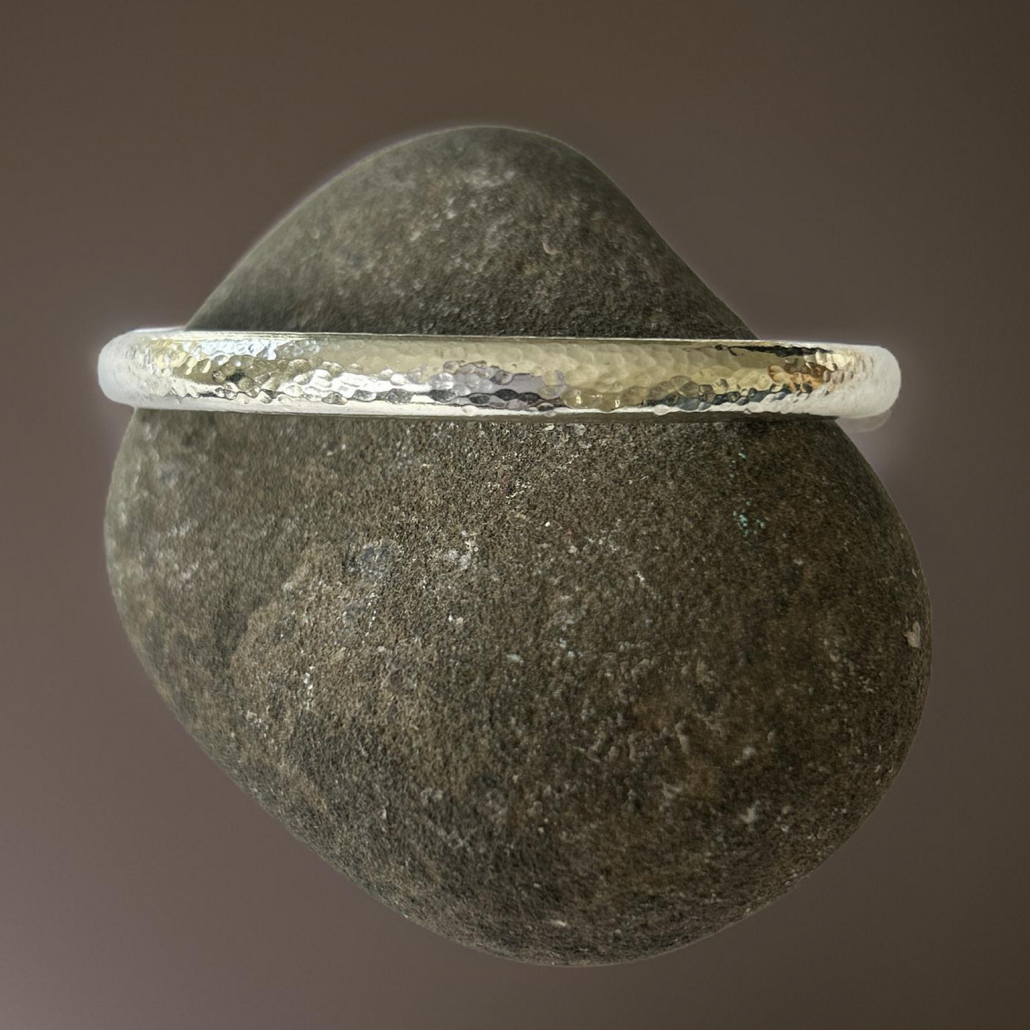 Heavy Domed Sterling Silver Bangle - Silver Lines Jewellery